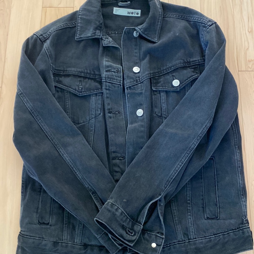 Washed black jean jacket from topshop